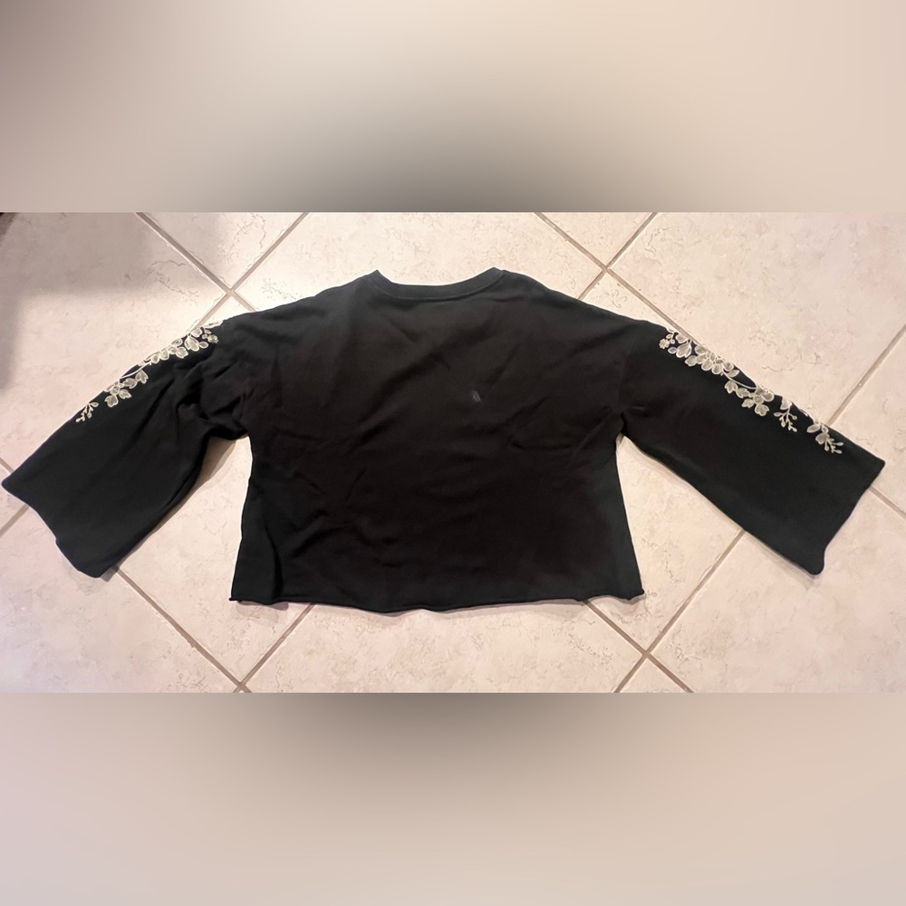 DRIFTWOOD Black embroidered crop sweatshirt - Picture 4 of 7